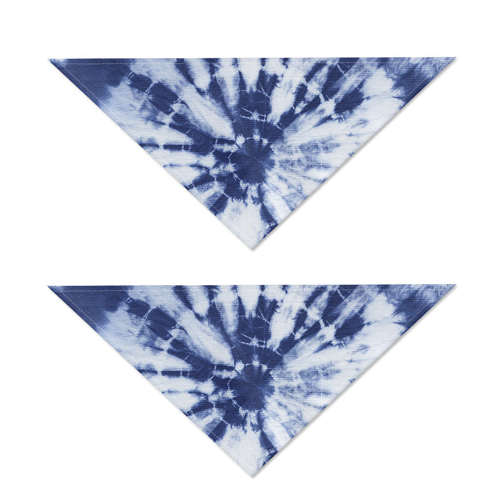 Blue And White Tie Dye Print Dog Bandana