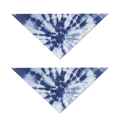 Blue And White Tie Dye Print Dog Bandana