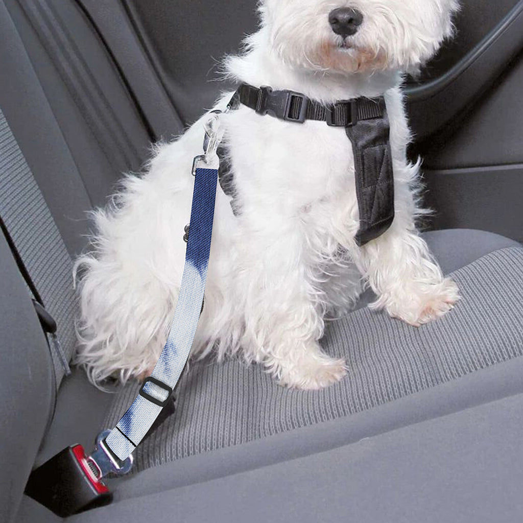 Blue And White Tie Dye Print Dog Seat Belt