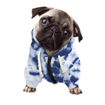 Blue And White Tie Dye Print Dog Zip Up Hoodie