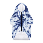 Blue And White Tie Dye Print Dog Zip Up Hoodie