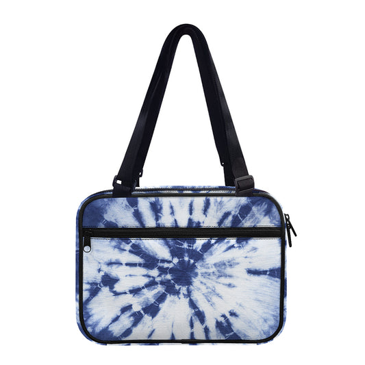 Blue And White Tie Dye Print Double Strap Bible Bag