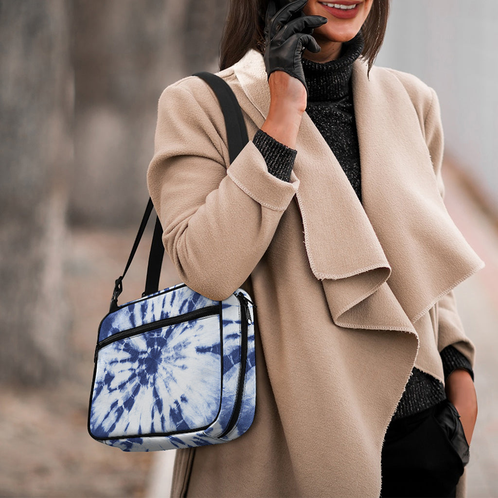 Blue And White Tie Dye Print Double Strap Bible Bag