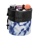 Blue And White Tie Dye Print Drawstring Makeup Bag
