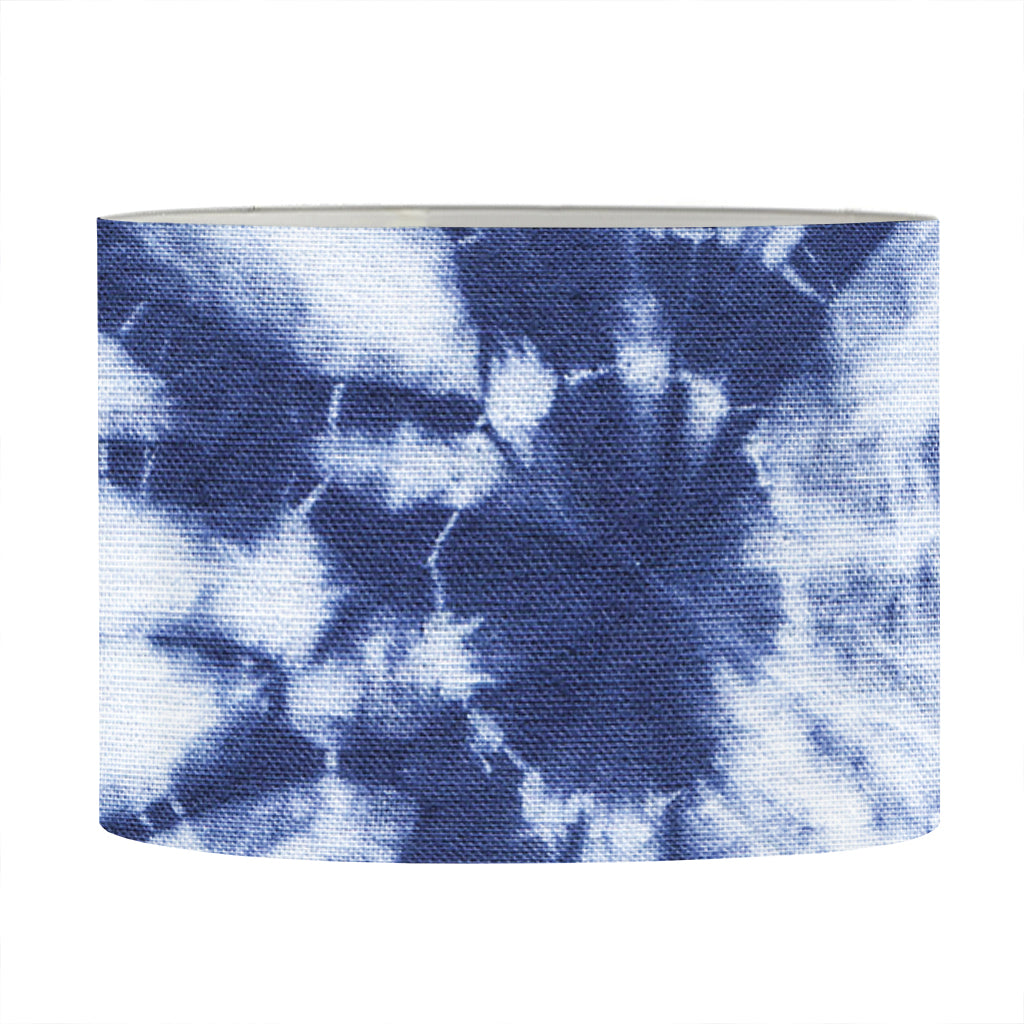 Blue And White Tie Dye Print Drum Lamp Shade