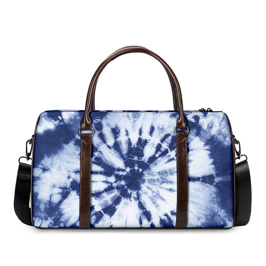 Blue And White Tie Dye Print Duffle Bag