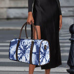 Blue And White Tie Dye Print Duffle Bag