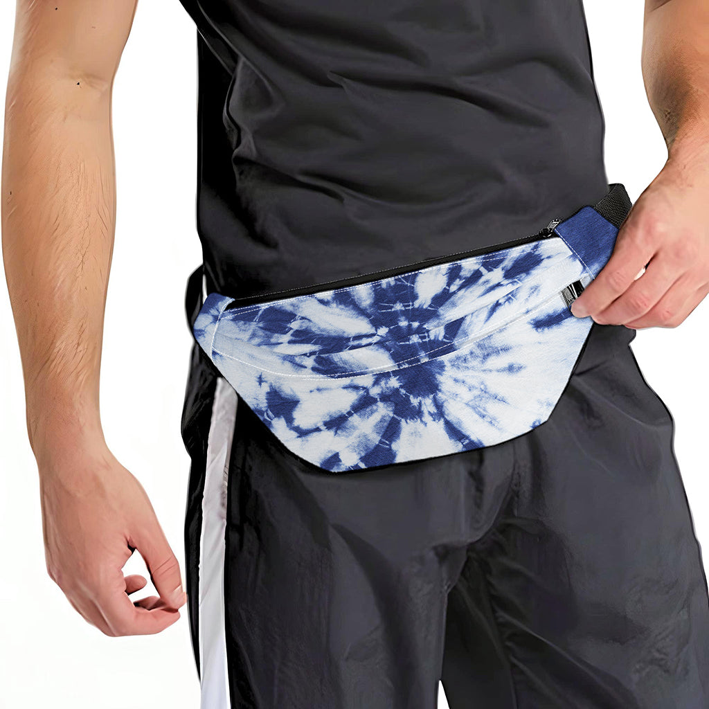 Blue And White Tie Dye Print Fanny Pack