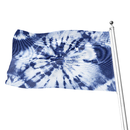 Blue And White Tie Dye Print Flag