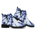 Blue And White Tie Dye Print Flat Ankle Boots