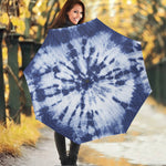 Blue And White Tie Dye Print Foldable Umbrella