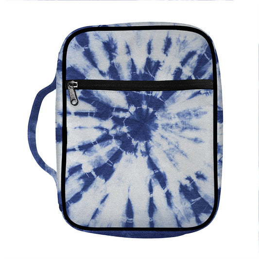 Blue And White Tie Dye Print Front Pocket Bible Bag