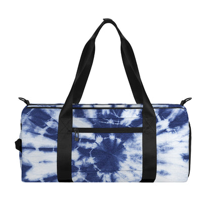 Blue And White Tie Dye Print Gym Bag