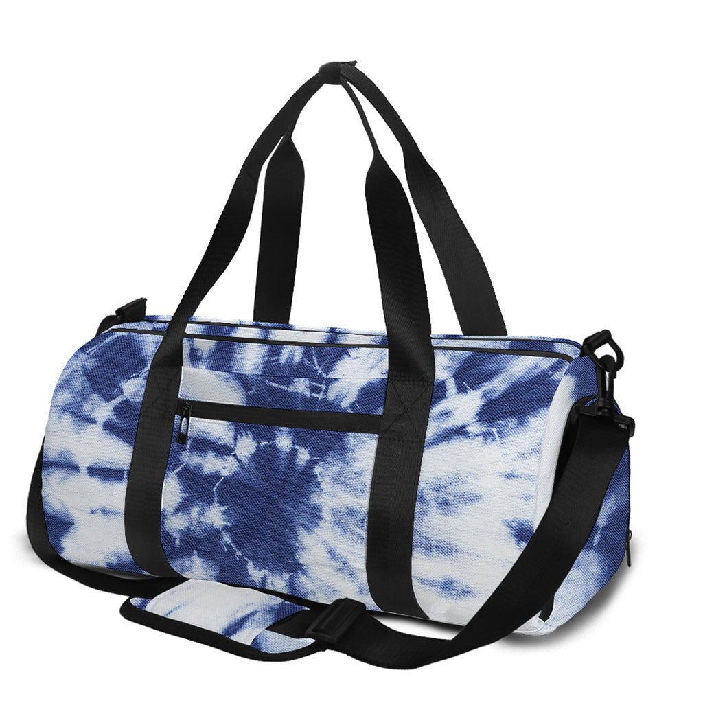 Blue And White Tie Dye Print Gym Bag