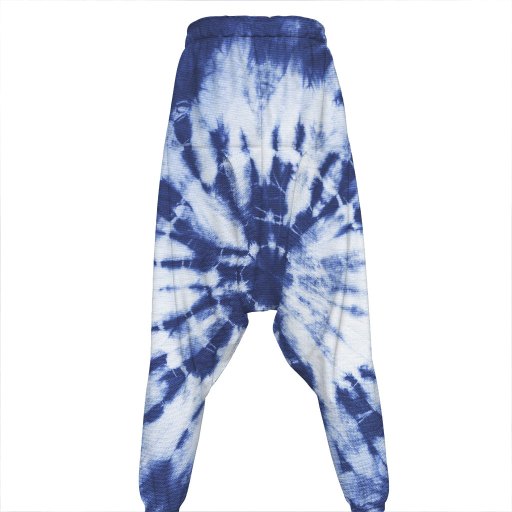 Blue And White Tie Dye Print Hammer Pants