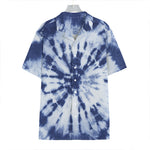 Blue And White Tie Dye Print Hawaiian Shirt