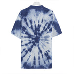 Blue And White Tie Dye Print Hawaiian Shirt