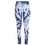 Blue And White Tie Dye Print High-Waisted Pocket Leggings