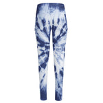 Blue And White Tie Dye Print High-Waisted Pocket Leggings