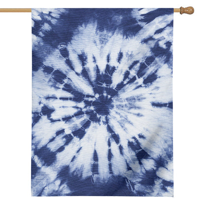 Blue And White Tie Dye Print House Flag