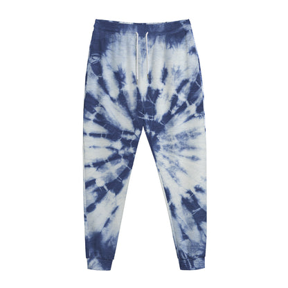 Blue And White Tie Dye Print Jogger Pants