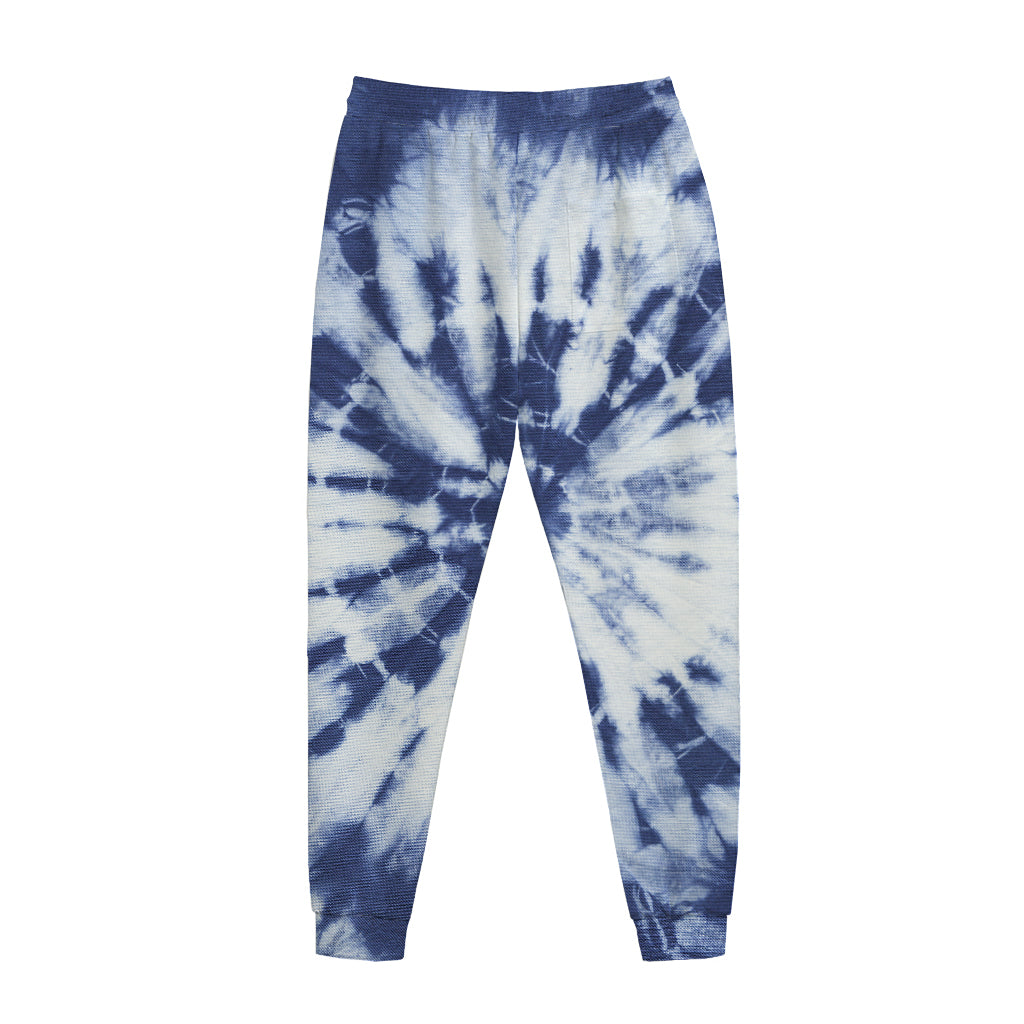 Blue And White Tie Dye Print Jogger Pants