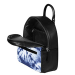 Blue And White Tie Dye Print Leather Backpack