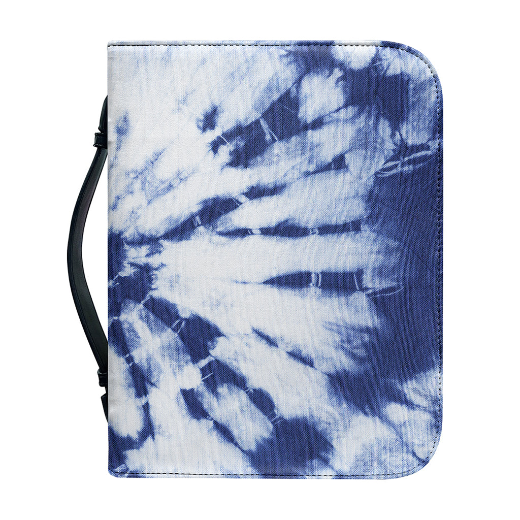 Blue And White Tie Dye Print Leather Bible Cover