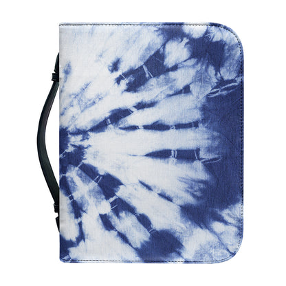 Blue And White Tie Dye Print Leather Bible Cover