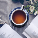 Blue And White Tie Dye Print Leather Coaster Set