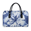 Blue And White Tie Dye Print Leather Duffel Bag
