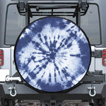 Blue And White Tie Dye Print Leather Spare Tire Cover