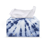Blue And White Tie Dye Print Leather Tissue Box Cover