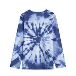 Blue And White Tie Dye Print Long Sleeve Short Coat