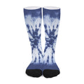 Blue And White Tie Dye Print Long Socks
