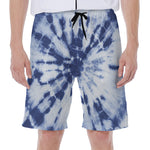 Blue And White Tie Dye Print Men's Beach Shorts
