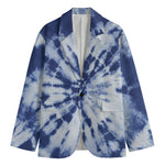 Blue And White Tie Dye Print Men's Blazer