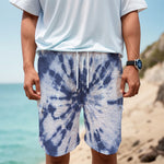 Blue And White Tie Dye Print Men's Cargo Shorts