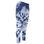 Blue And White Tie Dye Print Men's Compression Pants