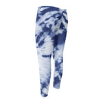 Blue And White Tie Dye Print Men's Compression Pants