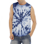 Blue And White Tie Dye Print Men's Fitness Tank Top