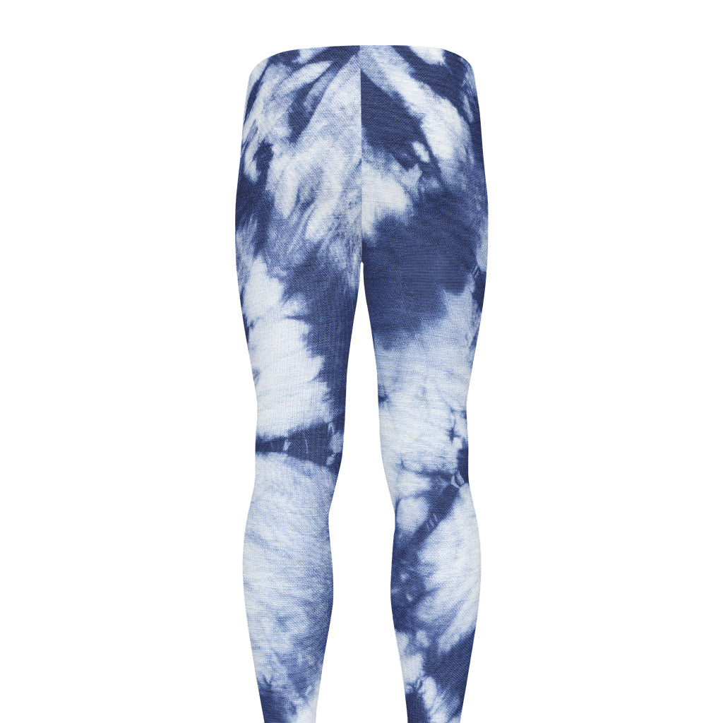 Blue And White Tie Dye Print Men's leggings