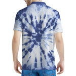 Blue And White Tie Dye Print Men's Polo Shirt