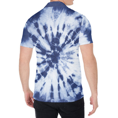 Blue And White Tie Dye Print Men's Shirt