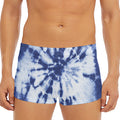 Blue And White Tie Dye Print Men's Short Boxer Briefs