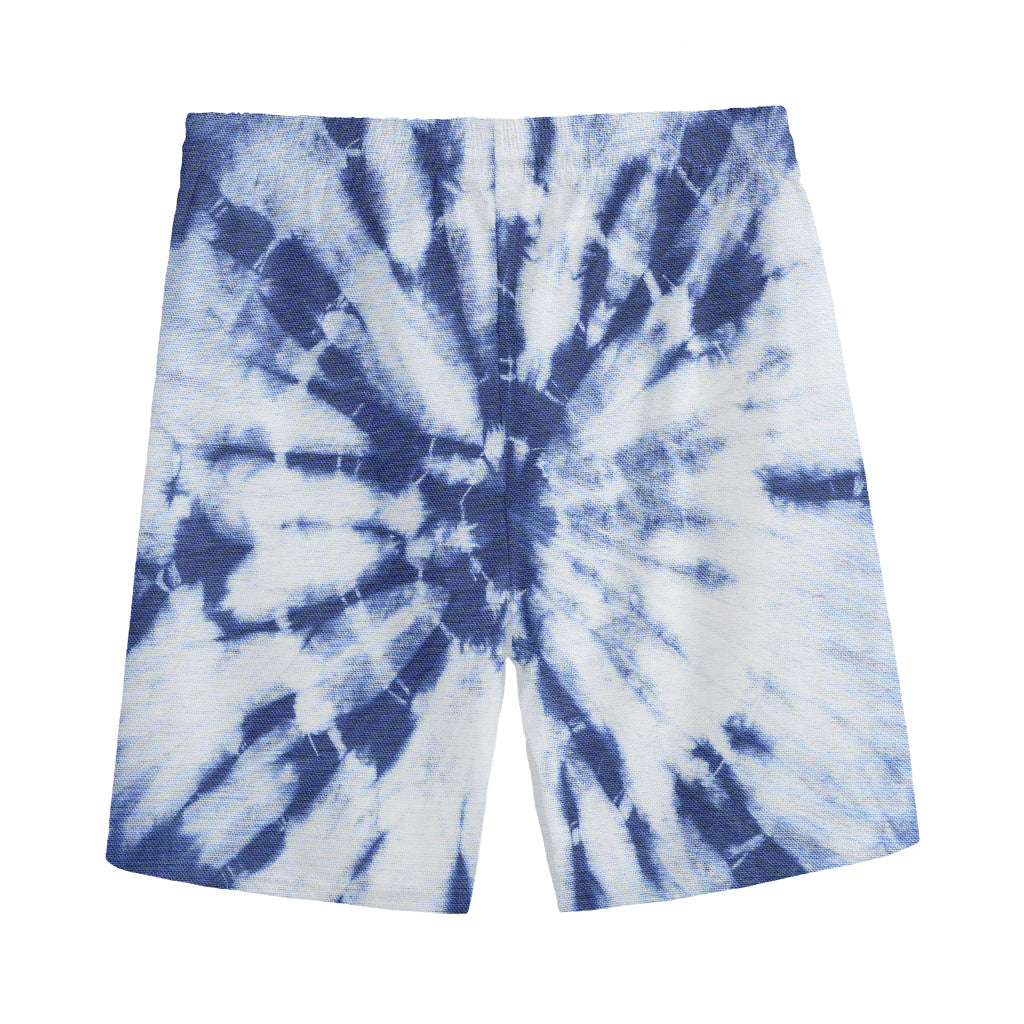 Blue And White Tie Dye Print Men's Sports Shorts