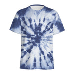Blue And White Tie Dye Print Men's Sports T-Shirt