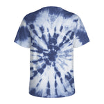 Blue And White Tie Dye Print Men's Sports T-Shirt