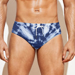 Blue And White Tie Dye Print Men's Swim Briefs