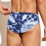 Blue And White Tie Dye Print Men's Swim Briefs